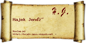 Hajek Jenő névjegykártya